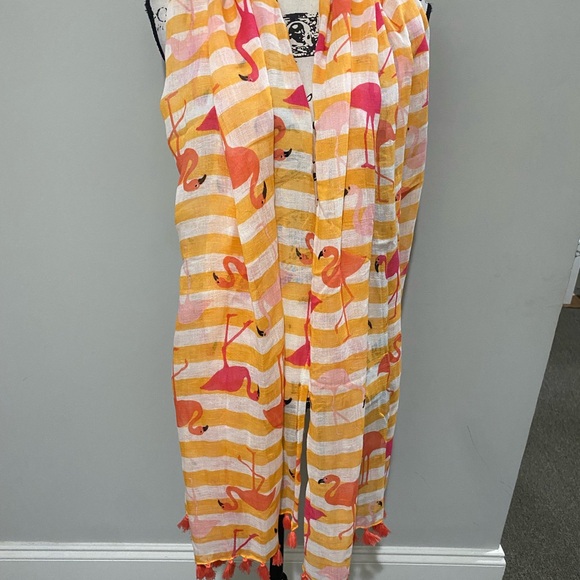 Spartina 449 flamingo floral retreat linen blend scarf shawl colorful summer. - Picture 9 of 14